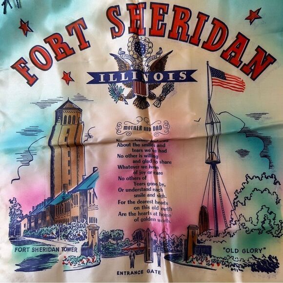 Vintage WW2 US Army mother and dad pillow cover Fort Sheridan Illinois - Picture 5 of 6